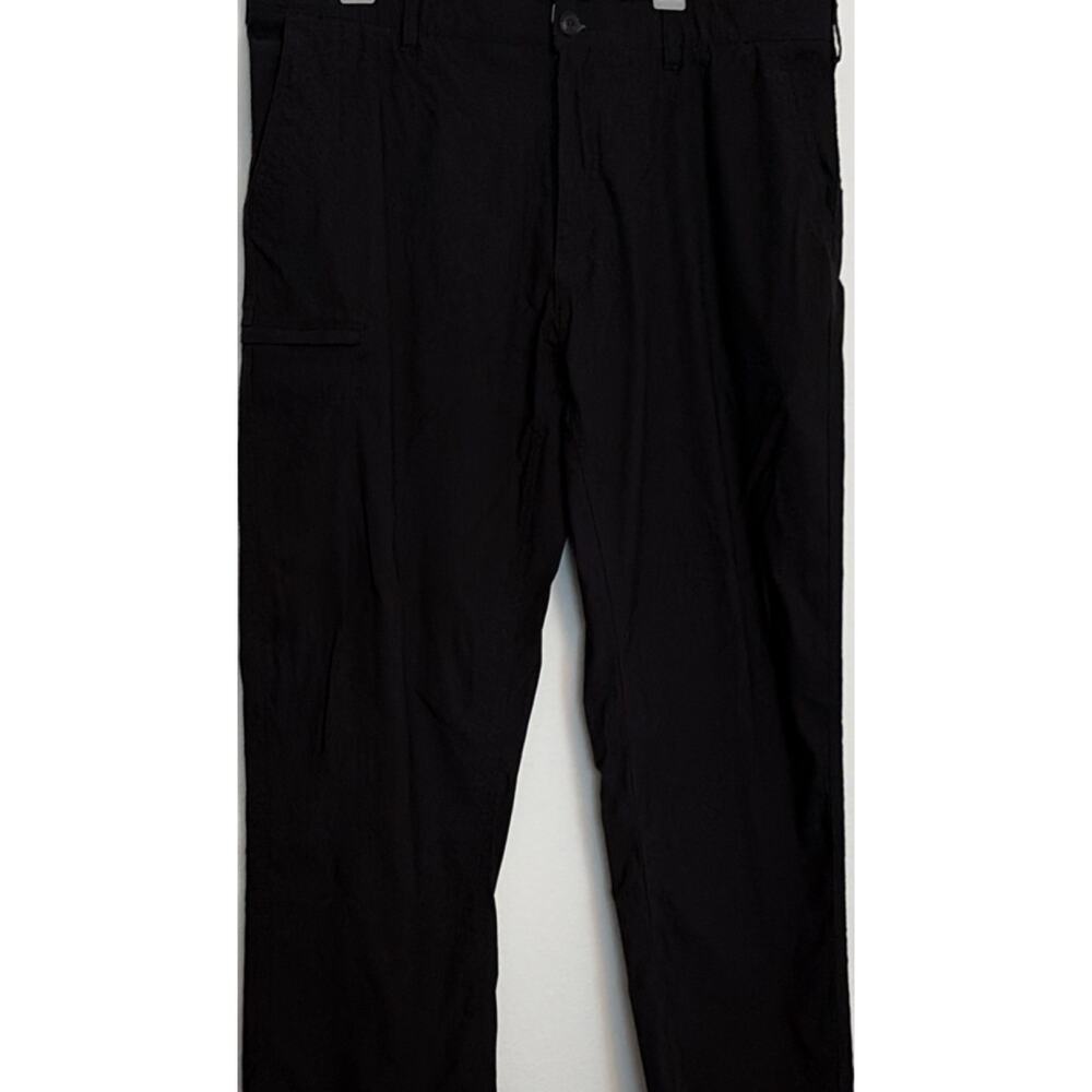 NB Tech Men's Black Nylon Spandex Pants 40x32 Straight Leg Flat Front Zip Button